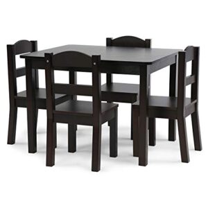 Espresso Kids Wood Table and 4 Chairs Set
